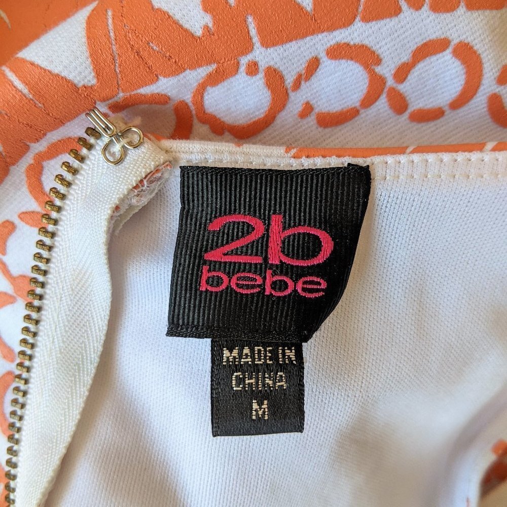 2B Bebe Orange and White Mini Dress - Picture 4 of 5